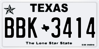 TX license plate BBK3414