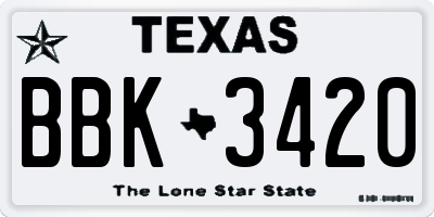 TX license plate BBK3420