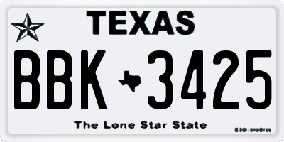 TX license plate BBK3425