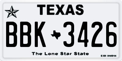 TX license plate BBK3426
