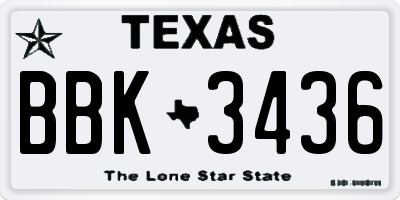TX license plate BBK3436