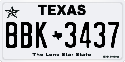 TX license plate BBK3437
