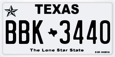 TX license plate BBK3440
