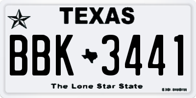 TX license plate BBK3441