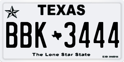 TX license plate BBK3444