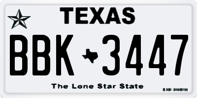 TX license plate BBK3447