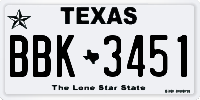 TX license plate BBK3451