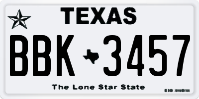 TX license plate BBK3457