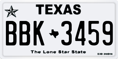 TX license plate BBK3459