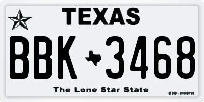 TX license plate BBK3468