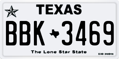 TX license plate BBK3469