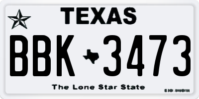 TX license plate BBK3473