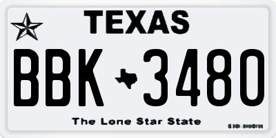 TX license plate BBK3480