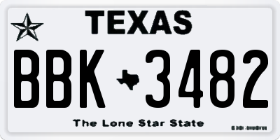 TX license plate BBK3482