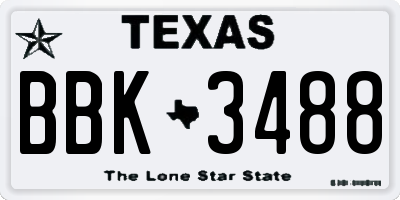TX license plate BBK3488