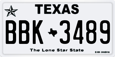 TX license plate BBK3489