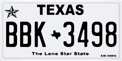 TX license plate BBK3498