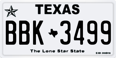 TX license plate BBK3499