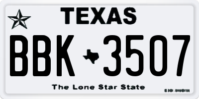 TX license plate BBK3507