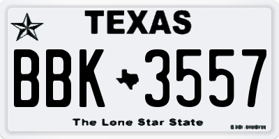 TX license plate BBK3557