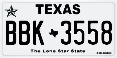 TX license plate BBK3558