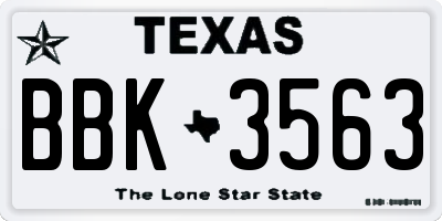 TX license plate BBK3563
