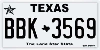 TX license plate BBK3569