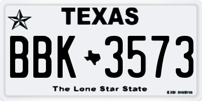TX license plate BBK3573