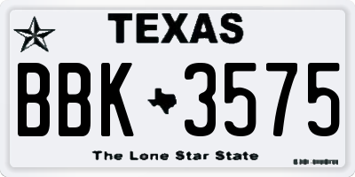 TX license plate BBK3575