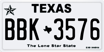 TX license plate BBK3576