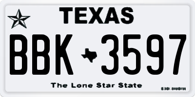 TX license plate BBK3597