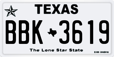TX license plate BBK3619