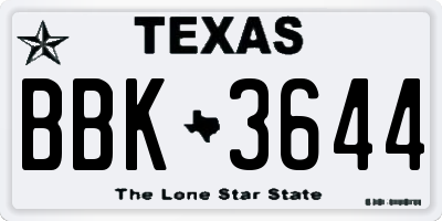 TX license plate BBK3644