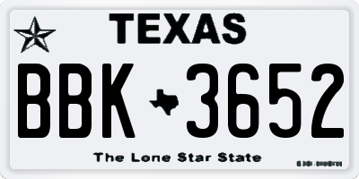 TX license plate BBK3652