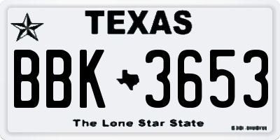 TX license plate BBK3653