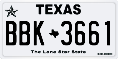 TX license plate BBK3661