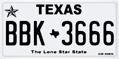 TX license plate BBK3666
