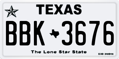 TX license plate BBK3676