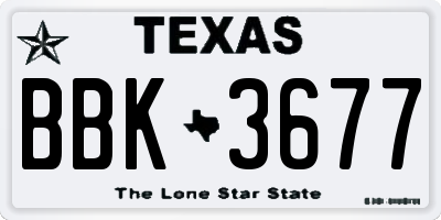 TX license plate BBK3677