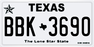 TX license plate BBK3690