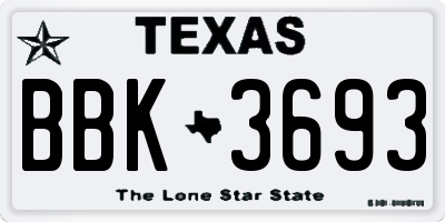 TX license plate BBK3693