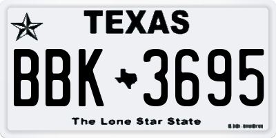 TX license plate BBK3695