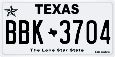 TX license plate BBK3704