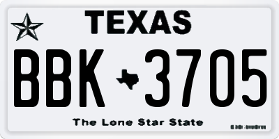 TX license plate BBK3705