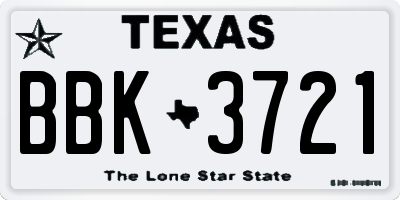 TX license plate BBK3721