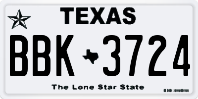 TX license plate BBK3724