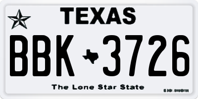 TX license plate BBK3726