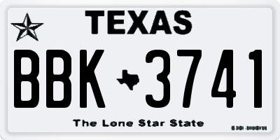 TX license plate BBK3741