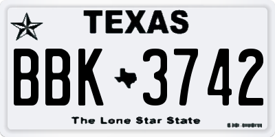 TX license plate BBK3742