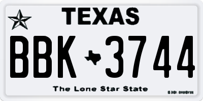 TX license plate BBK3744